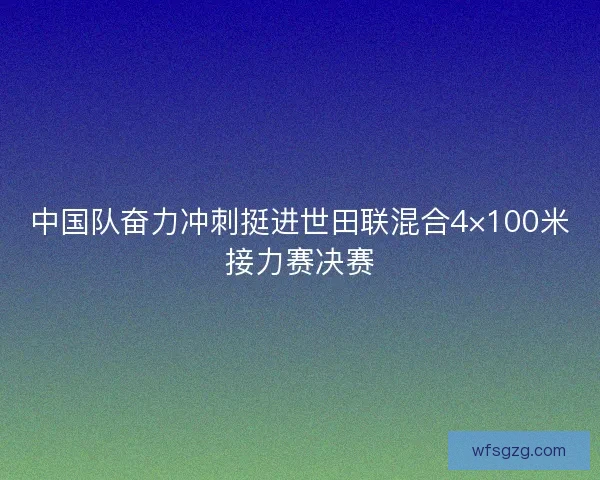 中国队奋力冲刺挺进世田联混合4×100米接力赛决赛